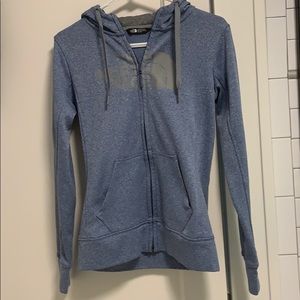 blue north face jacket